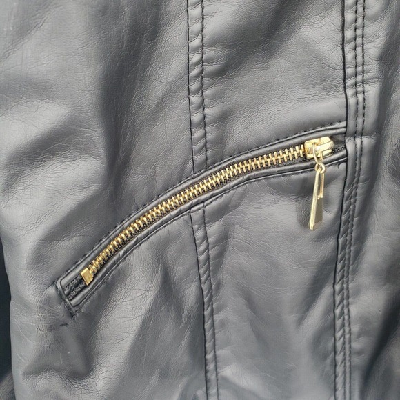 NEW Therapy by Lane Crawford Black Vegan Faux Leather Crop Moto Jacket XL 117070 - Picture 6 of 12